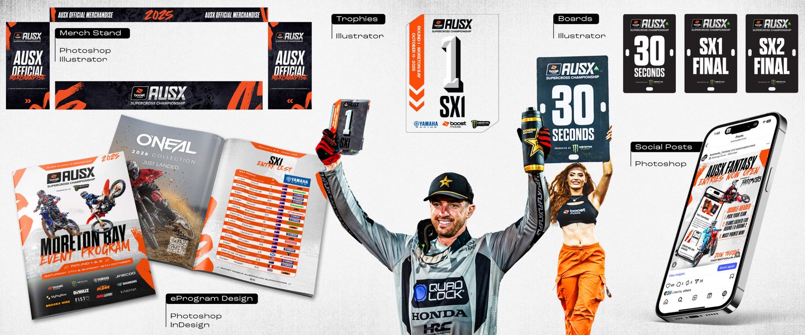 Boost Mobile AUSX Supercross Championship Graphic Design Subscription used for their 2025 Championship